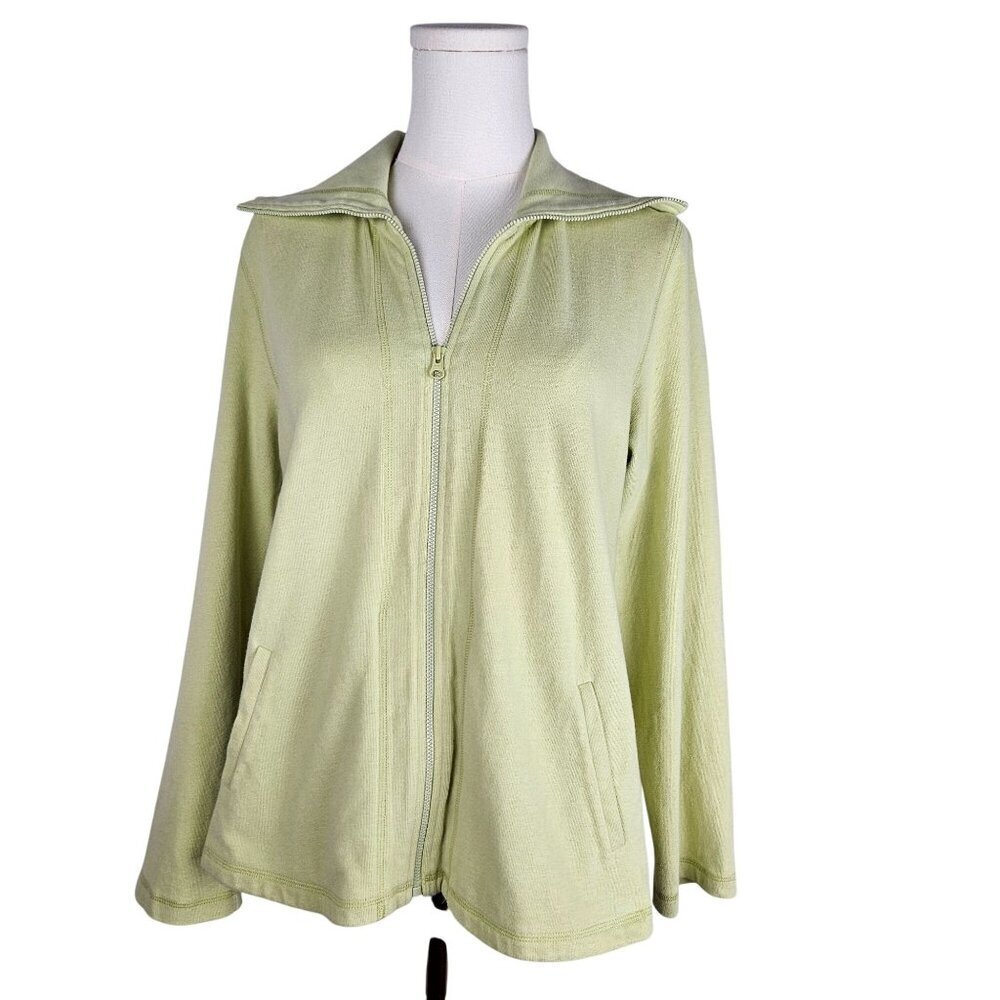 Eileen Fisher Petite‎ Large PL Light Green Organic Cotton Full Zip Jacket